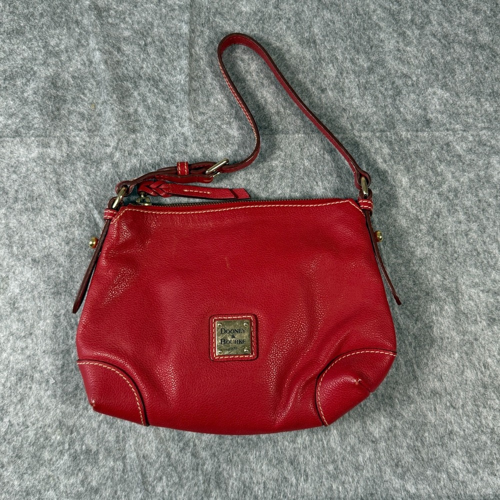 Dooney & Bourke Red Pebble Grain Leather Trim Small Purse Bag